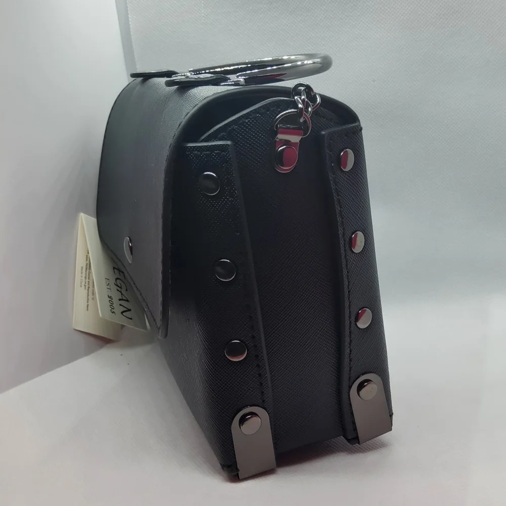 Vegan Black Box Flap Crossbody - Picture 2 of 3